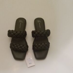 Black Braided Slide Sandals